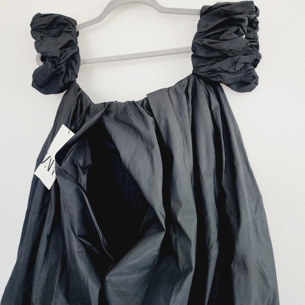 Zara Black Off the Shoulder Voluminous Taffeta Dress ZW Collection Size Medium - Picture 6 of 11